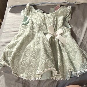Mint Green Lace Baby Dress with Bow